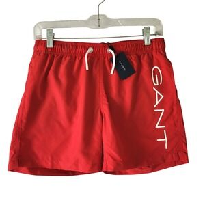 New Gant Logo Lightweight Swim Shorts Bright Red Boys Size 158 164 13 14 Years